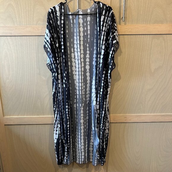 Unknown Other - Black and White Mesh Swimsuit Coverup with Belt Size XL